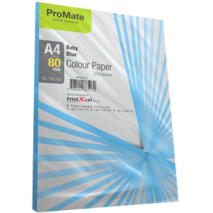 ProMate Colour Paper Baby Blue A4 80GSM 250 Sheets Pack