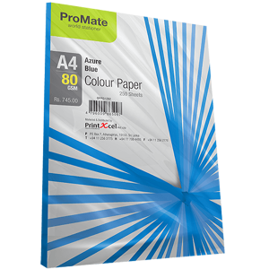 ProMate Colour Paper Azure Blue A4-80 GSM 250 Sheets Pack