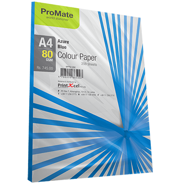 ProMate Colour Paper Azure Blue A480 GSM 250 Sheets Pack